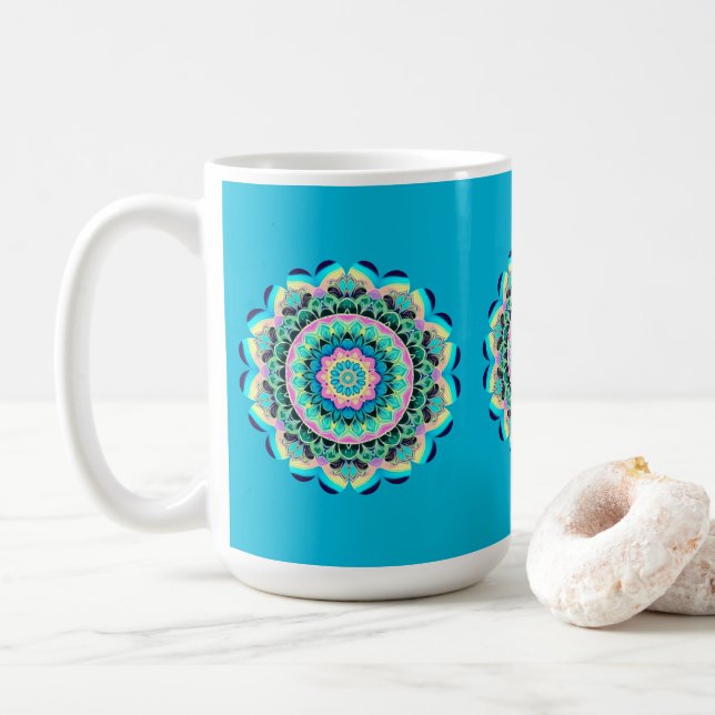 De Café Caneca Mandala Floral Pastel (Com Donut)