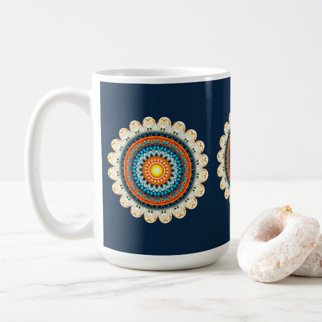 De Café Caneca Mandala Laranja Amarelo Pálido (Com Donut)