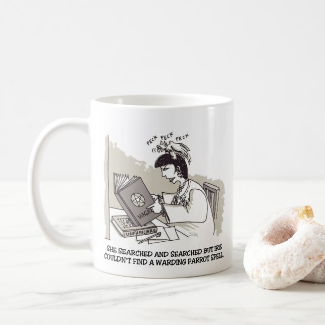 De Café Caneca mão direita do Papagaio Bruxa (Com Donut)