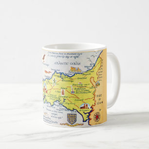 De Café Caneca Mapa Colorido Ilustrado da Cornualha Inglat