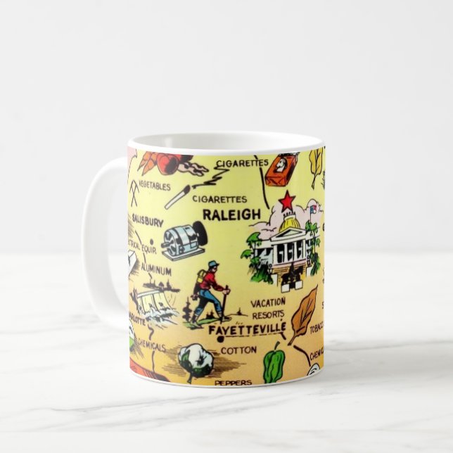 De Café Caneca Mapa da Carolina do Norte - Raleigh (Frente Esquerda)