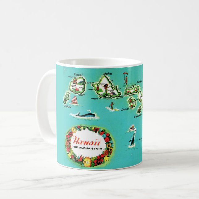 De Café Caneca Mapa das Ilhas Havaianas (Frente Esquerda)