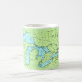 De Café Caneca Mapa dos Grandes Lagos Azul e Verde