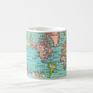 De Café Caneca Mapa Mundial Vintage Colorido