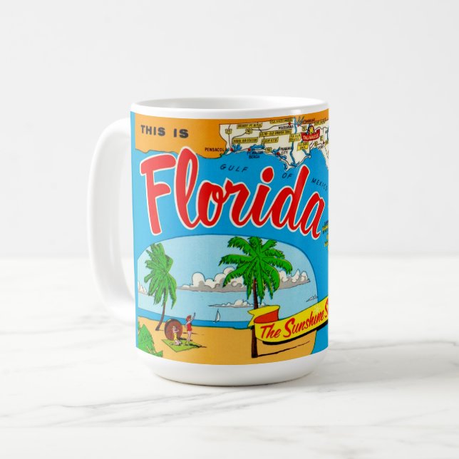 De Café Caneca Mapa Postal do Florida Sunshine (Frente Esquerda)