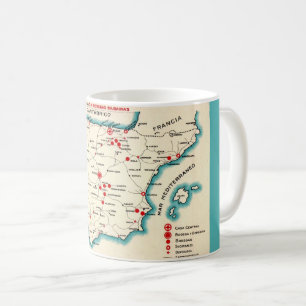 De Café Caneca Mapa Vintage da Espanha