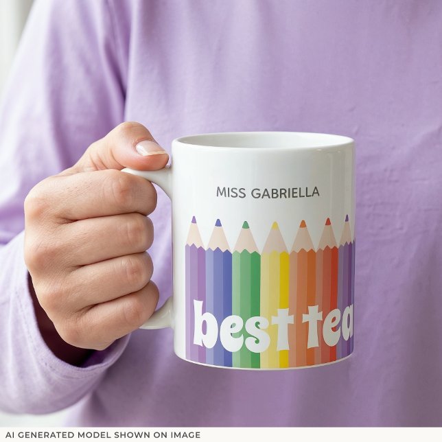 De Café Caneca Melhor Professor Agradecimento Professor Ar (An 11-oz mug is shown, add name and choose mug style and size.)
