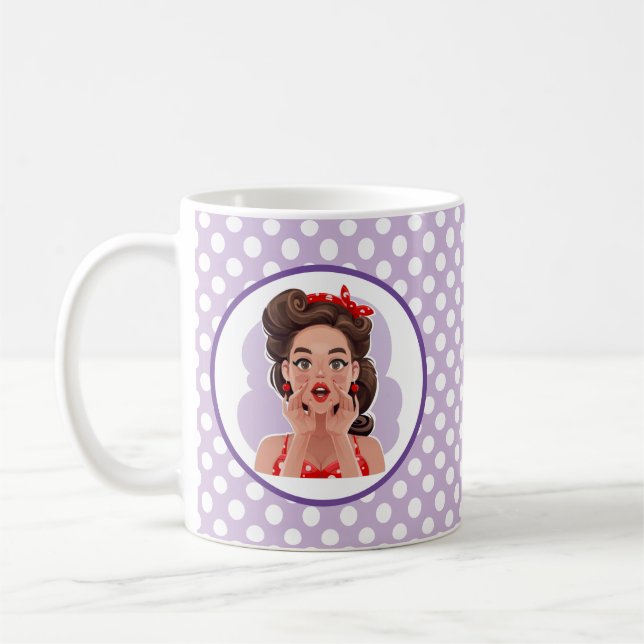 De Café Caneca Menina Retro Fofa (Esquerda)