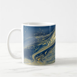 De Café Caneca metálica azul e dourada