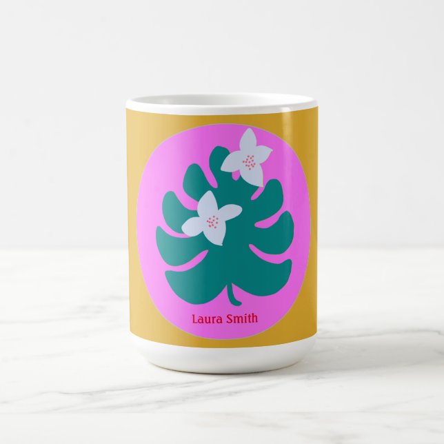 De Café Caneca moderna floral tropical colorida nome (Centro)