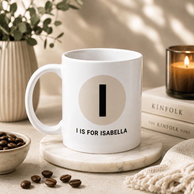 De Café Caneca Moderna Inicial – Design “I é para [Nome]” (Criador carregado)