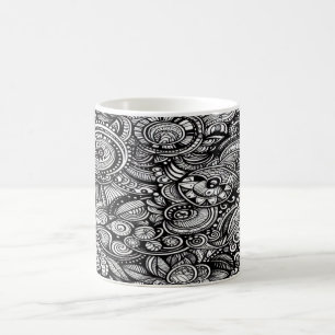 De Café Caneca Monocromática Doodle – Um Mundo Desenhado à