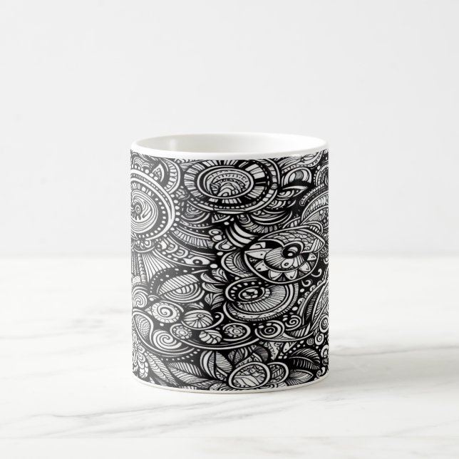 De Café Caneca Monocromática Doodle – Um Mundo Desenhado à (Centro)