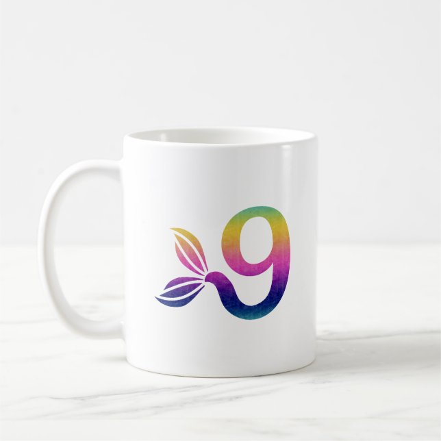 De Café Caneca Monograma Arco-Íris Personalizado 9 (Esquerda)