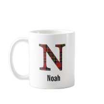 Caneca Monograma N Xadrez Vermelho Stewart