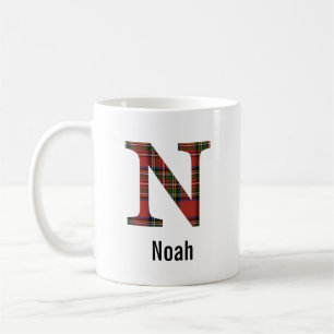 De Café Caneca Monograma N Xadrez Vermelho Stewart