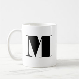 De Café Caneca Monograma Negra e Branca Minimalista Modern