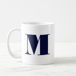 De Café Caneca Monograma Negrito Moderna Minimalista Azul 