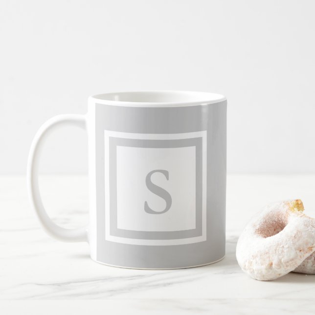 De Café Caneca Monogrammed - cinza & branco (Com Donut)