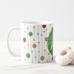 De Café Caneca Natal 11 oz. "Ornamentos e Estrelas"