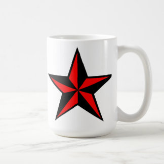 De Café Caneca náutica vermelha & preta da estrela