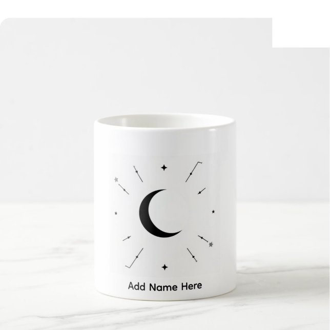 De Café Caneca Nome Personalizado Celestial - Preto e Bran (Criador carregado)