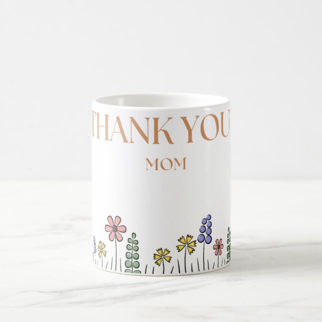 De Café Caneca "Obrigado" – Agradecimento Floral Desenhado (Centro)