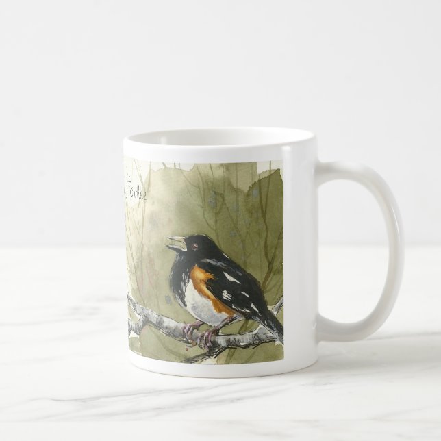 De Café Caneca oriental do pássaro do Towhee (Direita)