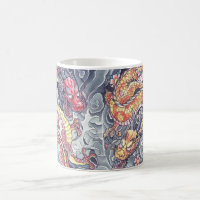 Caneca oriental legal do tatuagem dos dragões