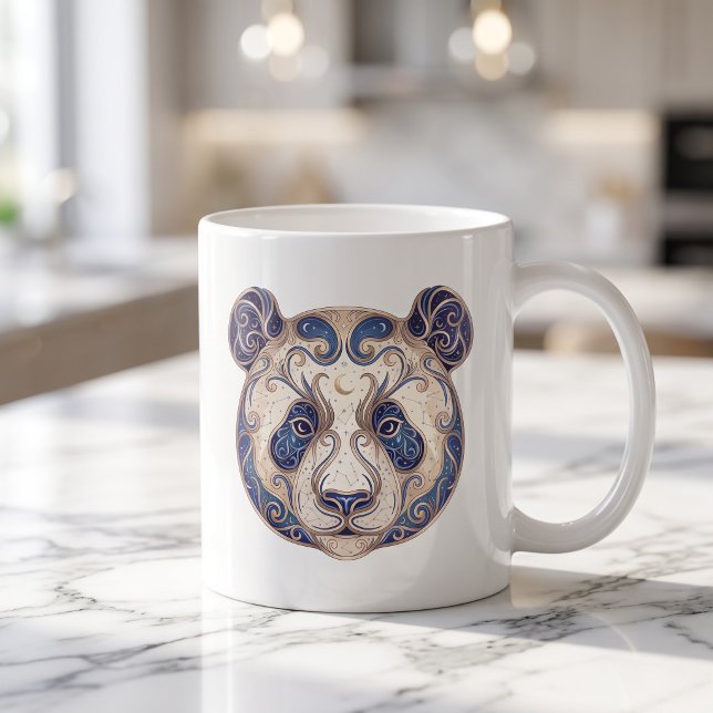 De Café Caneca Panda Celestial Luxo Arte Linear (Criador carregado)
