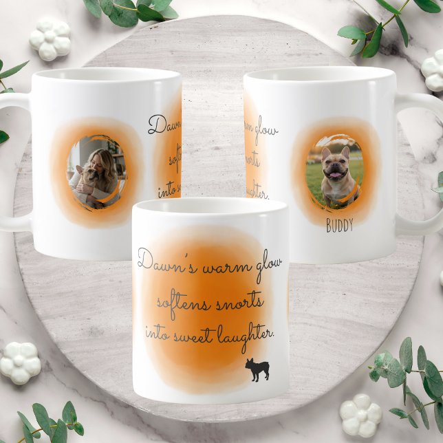 De Café Caneca Pastel Laranja com Fotos Personalizadas Chi (Criador carregado)