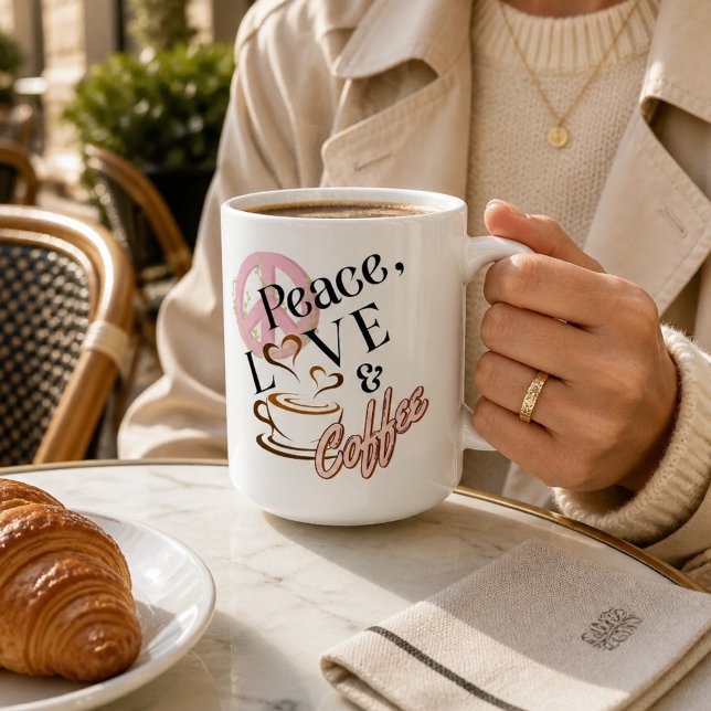 De Café Caneca "Paz, Amor & Café" (Criador carregado)