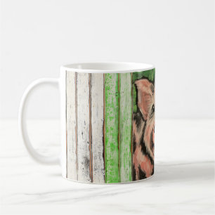 De Café Caneca pequena suja do leitão & da madeira do