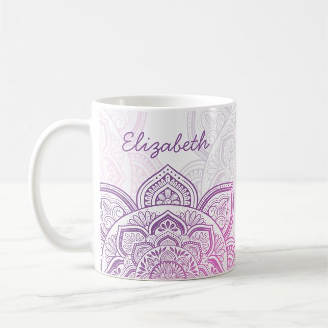 De Café Caneca Personalizada 11 oz. Rosalina Mandala (Esquerda)