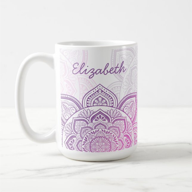 De Café Caneca Personalizada 450ml Rosaline Mandala (Esquerda)