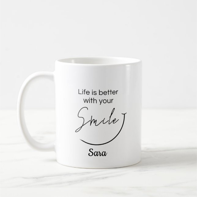 De Café Caneca Personalizada A Vida É Melhor Com Seu Sorri (Esquerda)