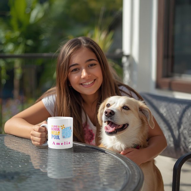 De Café Caneca Personalizada Adeus Escola Olá Piscina (Criador carregado)