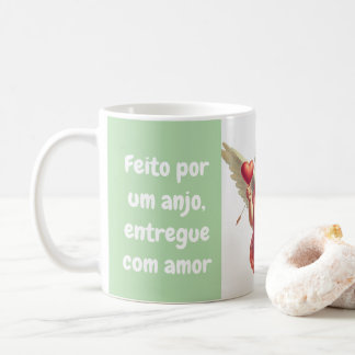 De Café caneca personalizada anjo cupido com coração