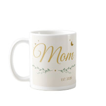 Caneca Personalizada Ano da Mamãe, Dourado e Folha