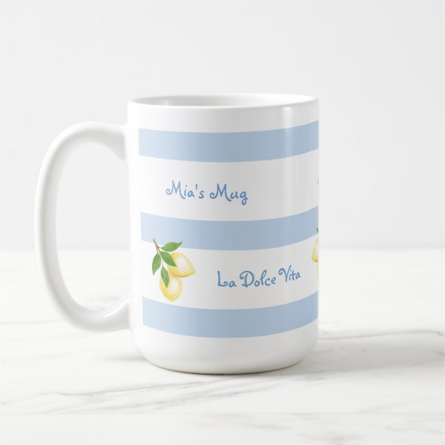 De Café Caneca PERSONALIZADA Beach Blue Stripe Dolce Vita (Esquerda)