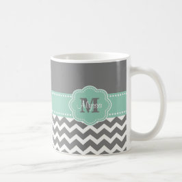 De Café Caneca personalizada Chevron cinzenta do verde da