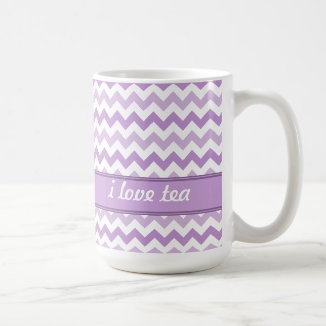 De Café Caneca personalizada Chevron cor-de-rosa & branca (Direita)