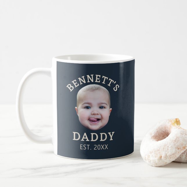 De Café Caneca Personalizada com Foto do Rosto Cream Navy  (Com Donut)