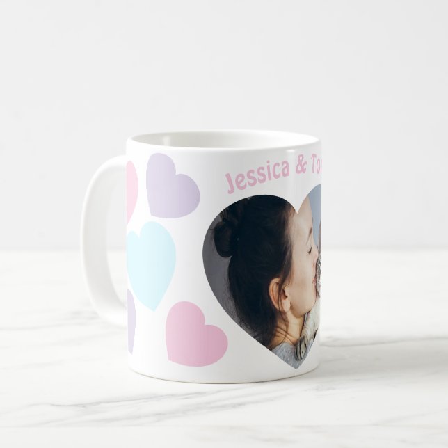 De Café Caneca Personalizada com Foto & Nome e Coração Mac (Frente Esquerda)