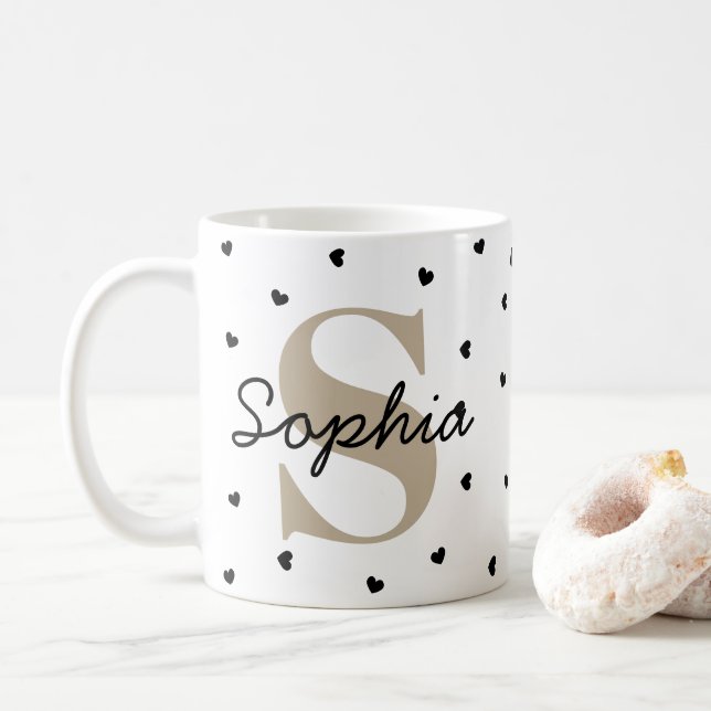 De Café Caneca Personalizada com Inicial e Nome – Presente (Com Donut)