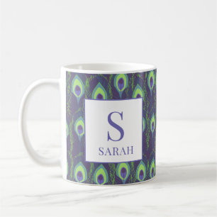 De Café Caneca Personalizada com Inicial Indigo Lime Green