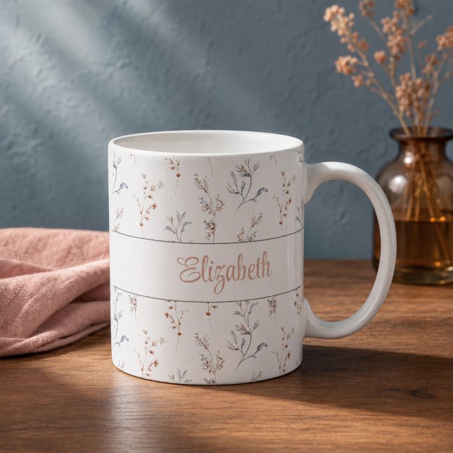 De Café Caneca Personalizada com Nome Botânico Neutro (Personalized Neutral Botanical Name Mug)