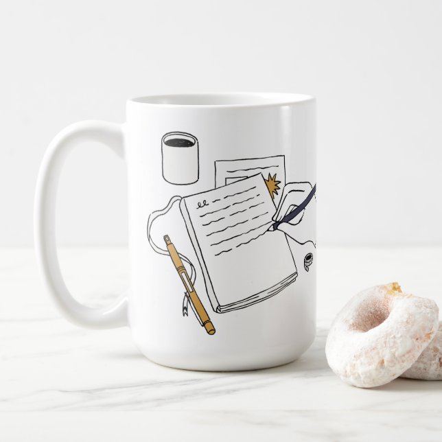 De Café Caneca Personalizada com Nome - Café, Livros & Noi (Com Donut)