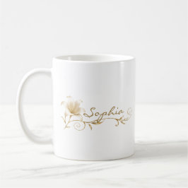 De Café Caneca Personalizada com Nome e Lírio em Dourado C