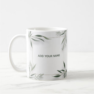 De Café Caneca Personalizada com Nome e Moldura Botânica M